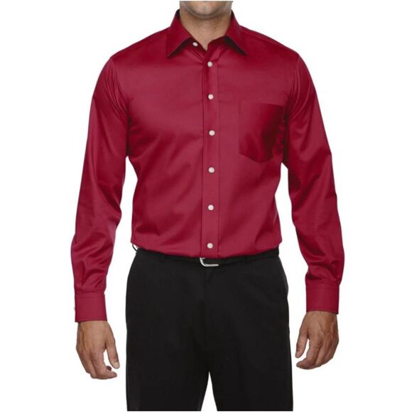 Geoffrey Beene Burgundy Men's Dress Shirt Size XL17 Long Sleeve Button Down - Picture 1 of 11